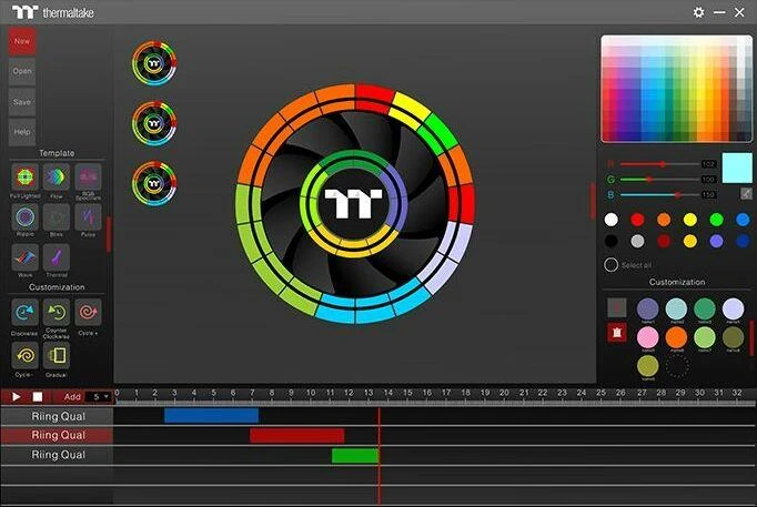 Ventiliatorius Thermaltake Riing Quad 14 RGB 3-pack + Hub Juodas (CL-F089-PL14SW-A)