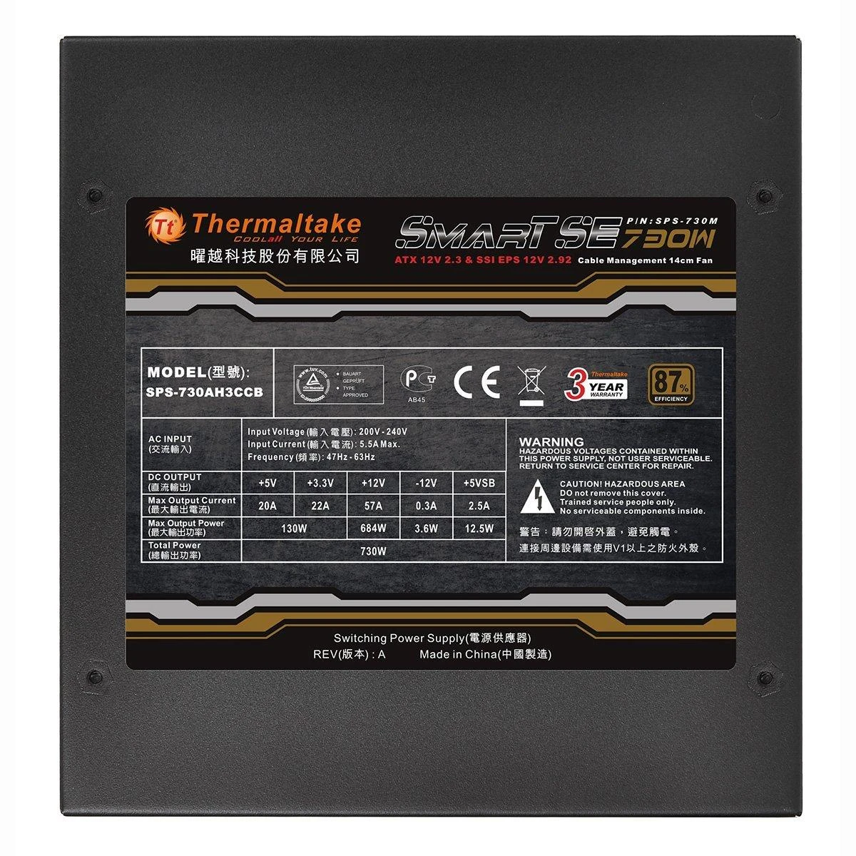 Maitinimo šaltinis Thermaltake Smart SE 730W SPS-730MPCBEU (730 W, aktyvus, 140 mm)