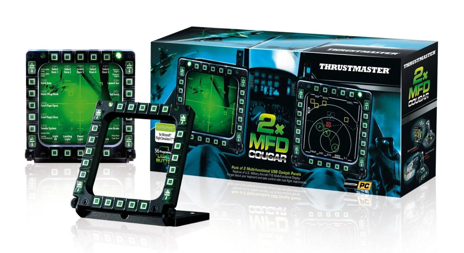 „Thrustmaster MFD Cougar Pack“ „USB Cockpit Panels“ – JAV oro pajėgų F-16 MFD kopijos