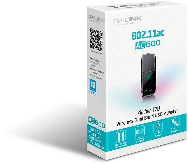 TP-LINK AC600 dviejų dažnių belaidis USB adapteris MTK 1T1R 433 Mbps esant 5 GHz dažniui + 150 Mbps esant 2,4 GHz dažniui 802.11ac/a/b/g/n USB 2.0