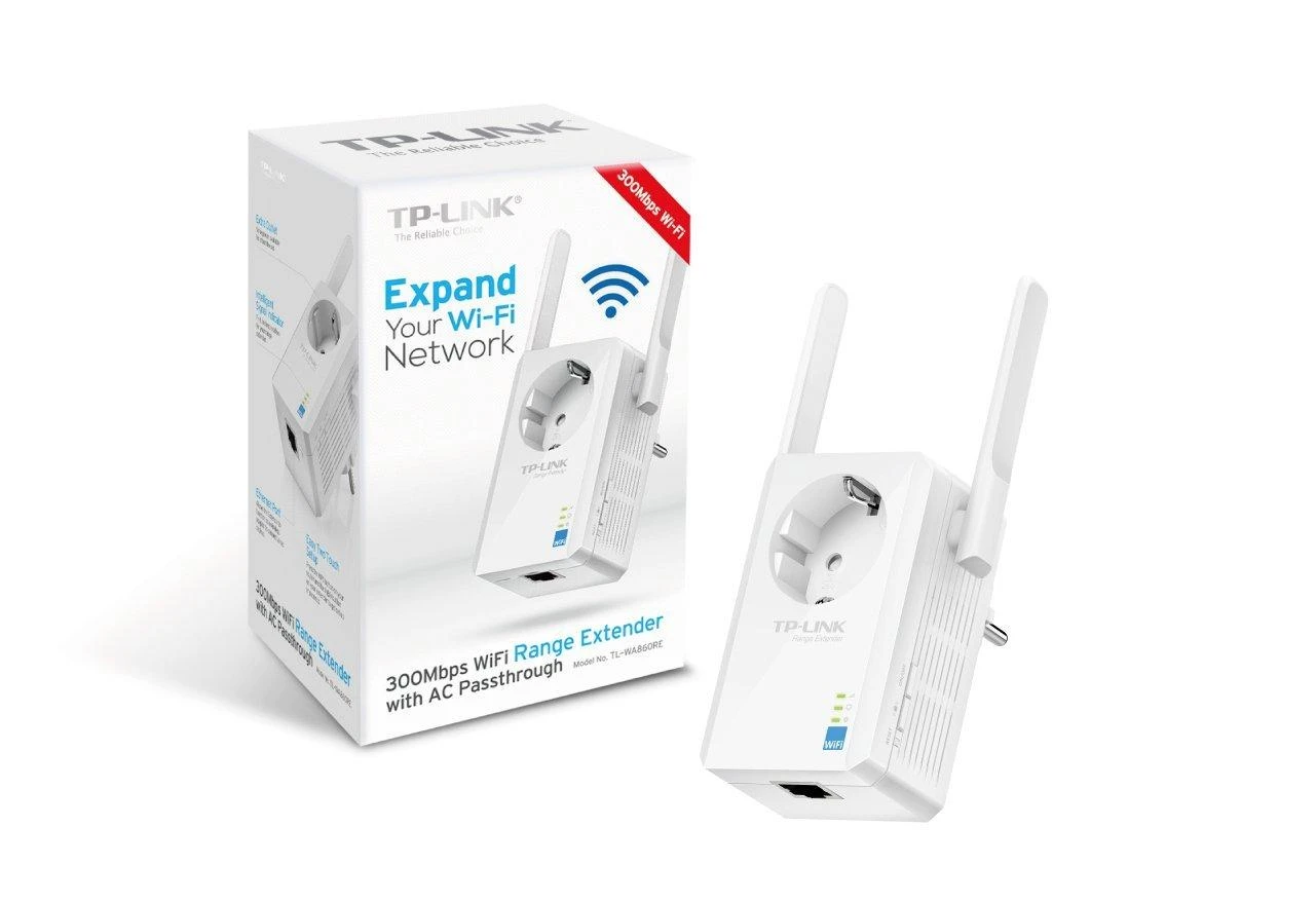 TP-LINK 300Mbps belaidis N sieninis diapazono ilgintuvas su pralaidumu „Atheros 2T2R 2.4GHz 802.11n/g/b“ įjungimu/išjungimu ir diapazono ilgintuvu