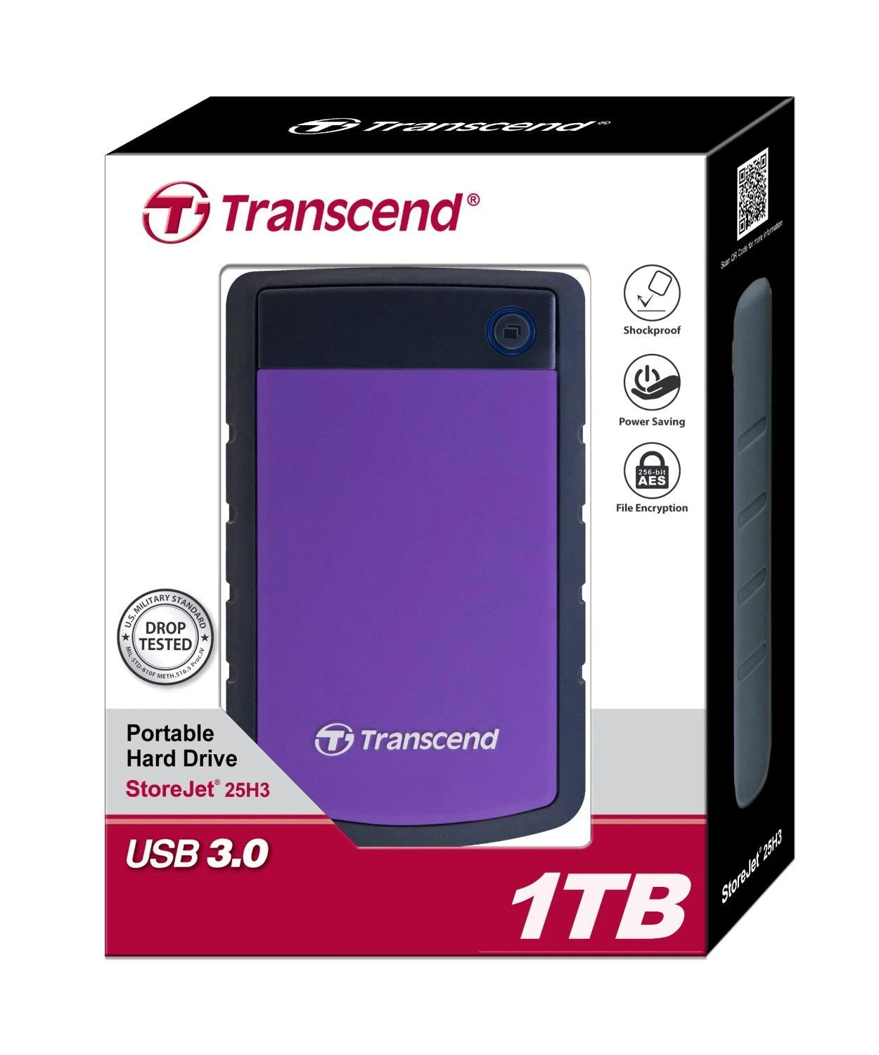 Išorinis kietasis diskas Transcend 25H3P 2.5'' 1TB USB3, Triguba smūgių slopinimo sistema