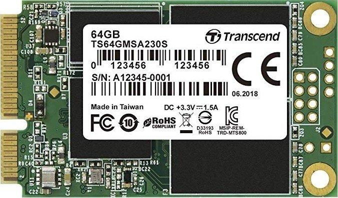 TRANSCEND 64GB mSATA SSD SATA3 3D TLC