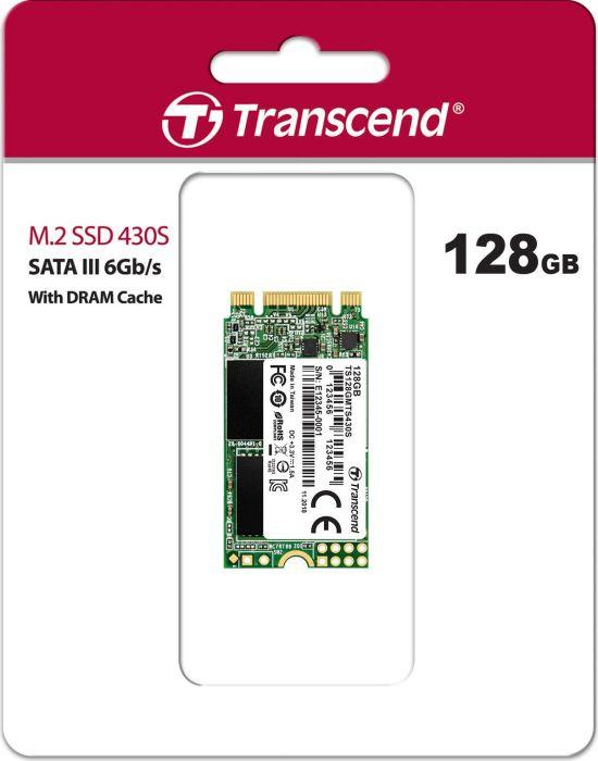 Transcend 128GB, M.2 2242 SSD 430S , SATA3 B+M Key, TLC, R/W 560/500 MB/s