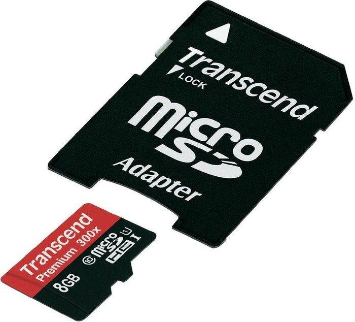 Atminties kortelė Transcend Micro SDHC 8GB 10 klasės UHS-I 400x + SD adapteris