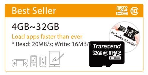 Atminties kortelė TRANSCEND 16GB micro SDHC kortelė, 10 klasė, su SD adapteriu