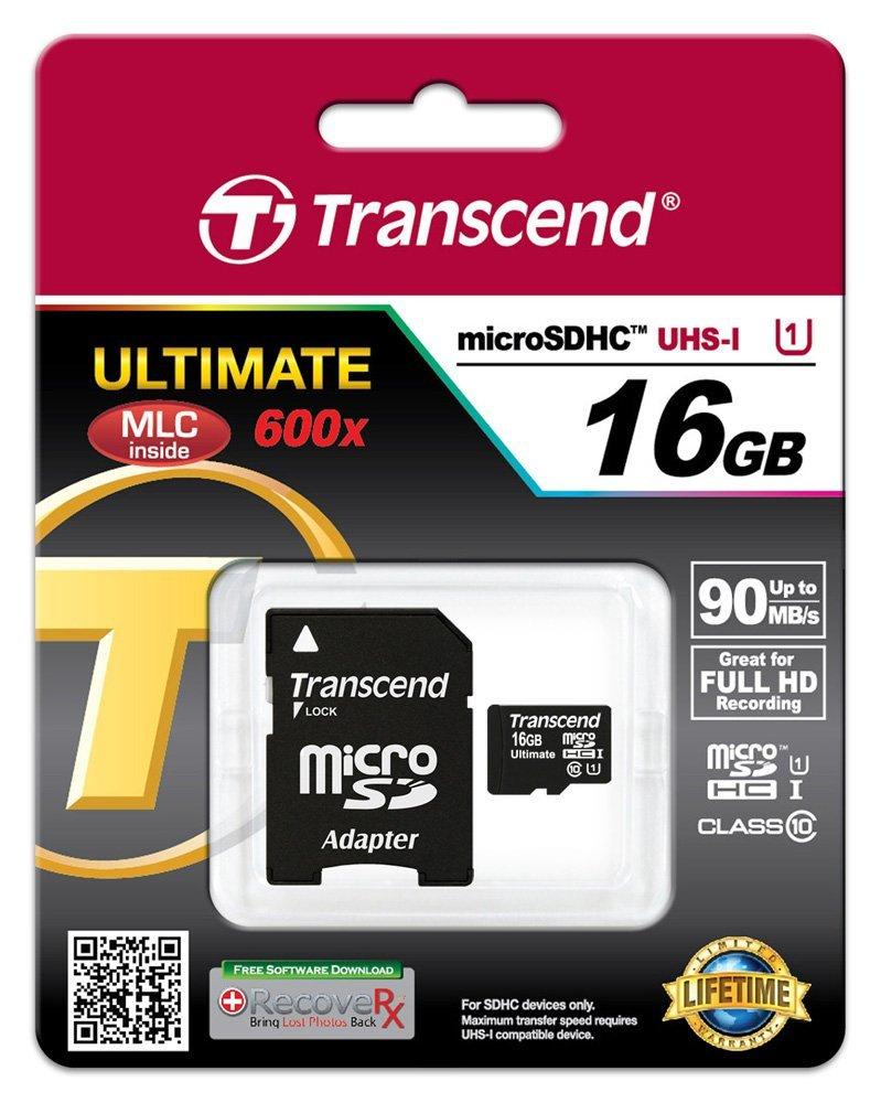 Atminties kortelė TRANSCEND 16GB Micro SDHC Class10 U1 MLC 600x