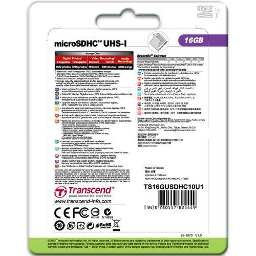 Atminties kortelė TRANSCEND 16GB Micro SDHC Class10 U1 MLC 600x