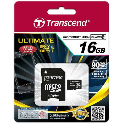 Atminties kortelė TRANSCEND 16GB Micro SDHC Class10 U1 MLC 600x