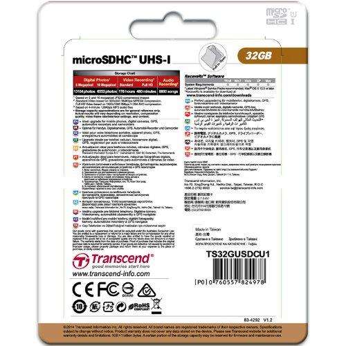 Atminties kortelė Transcend micro SDHC 32GB UHS-I/CLASS10 TS32GUSDCU1