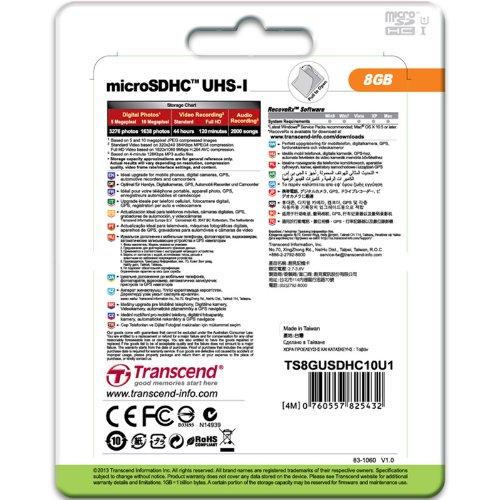 Atminties kortelė TRANSCEND 8GB Micro SDHC Class10 U1 MLC 600x