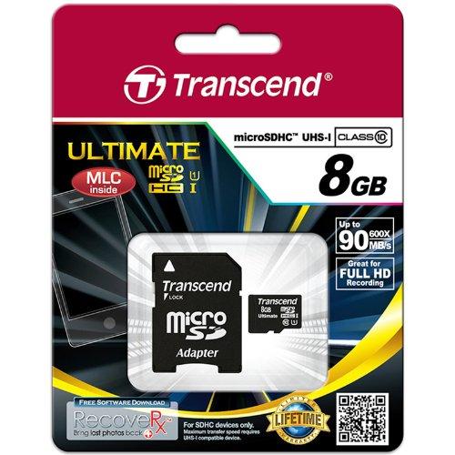 Atminties kortelė TRANSCEND 8GB Micro SDHC Class10 U1 MLC 600x