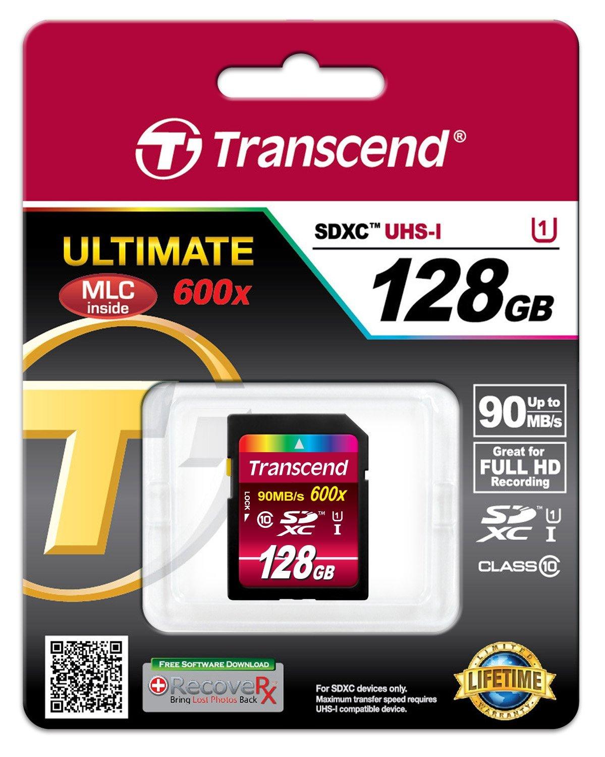 Atminties kortelė „Transcend SDXC 128GB Class10 UHS-I 600x Ultimate“ atmintis