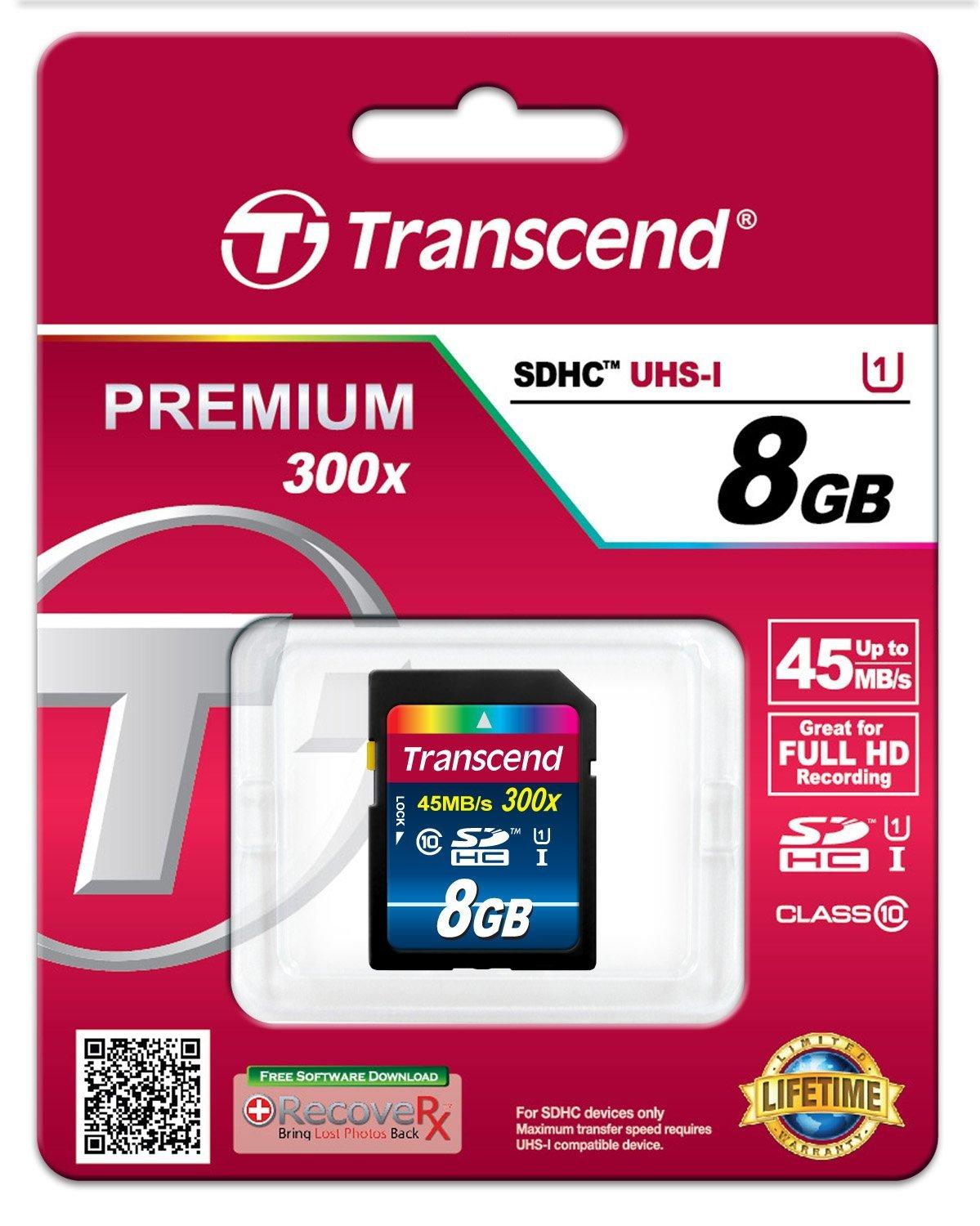 Atminties kortelė TRANSCEND 8GB SDHC Class10 UHS-I 300X atmintis