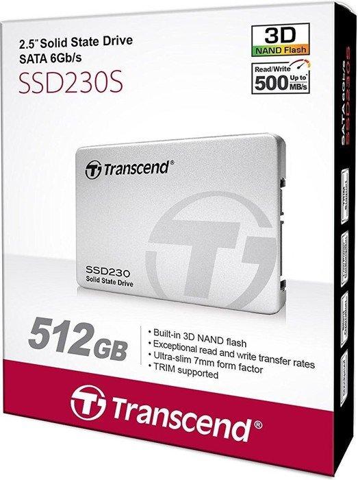 Transcend SSD230S, 1TB, 2,5 colio, SATA3 (560/520 MB/s), 3D, aliuminio dėklas