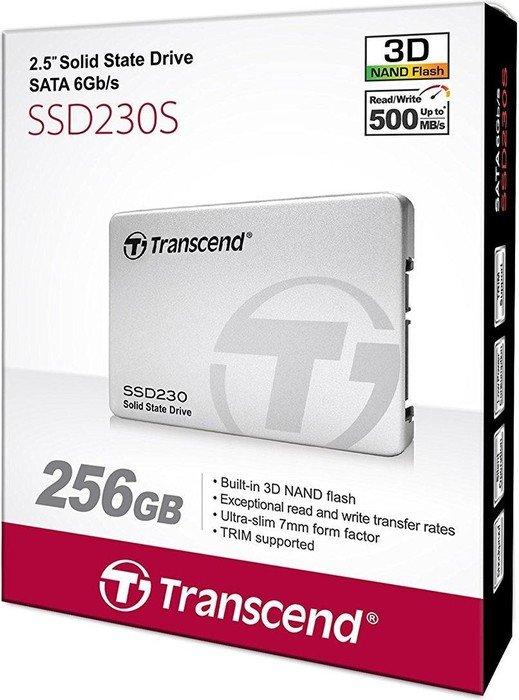 Transcend SSD230S, 256 GB, 2,5 colio, SATA3 (560/520 MB/s), 3D, aliuminio dėklas