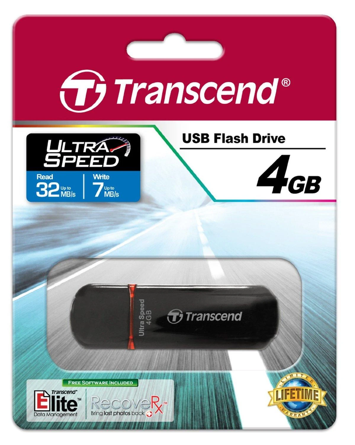 TRANSCEND JetFlash 600 4GB USB2.0 Raudona Skaityti 32 MB/s Rašyti 7 MB/s