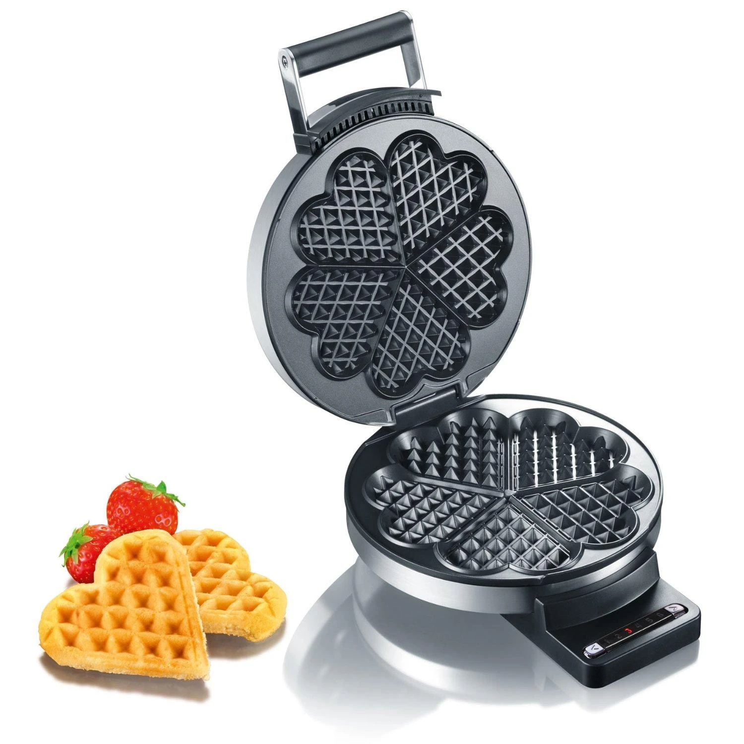 Vaflinė GRAEF. WA 80 Sidabrinis, 850 W, Širdies forma, Vaflių skaičius 5
