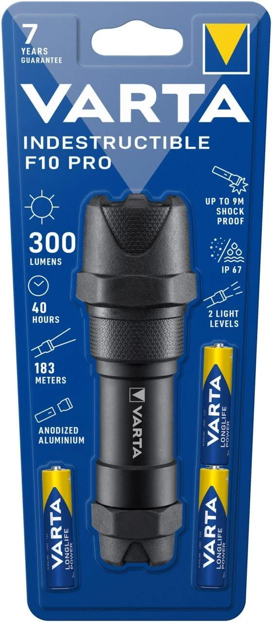 Varta INDESTRUCTIBLE F10 PRO Rankinis žibintuvėlis Juoda LED
