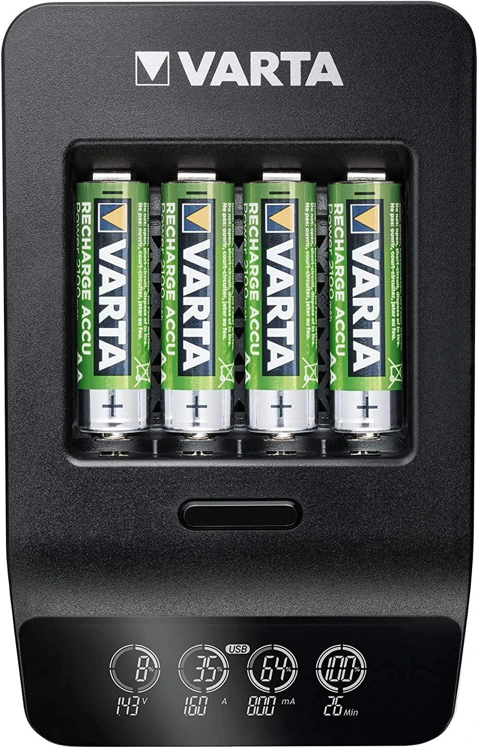 Varta LCD Ultra Fast Charger+ įsk. 4 Batt. 2100 mAh AA + 12V