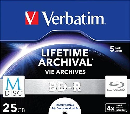 VERBATIM M-Disc BD-R vieno sluoksnio 25 GB rašalinis spausdinimas 5xJC