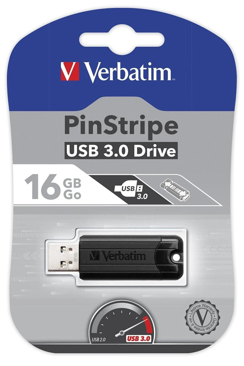 Verbatim Pendrive 16GB USB-A 3.2 PinStripe juodos spalvos 49316