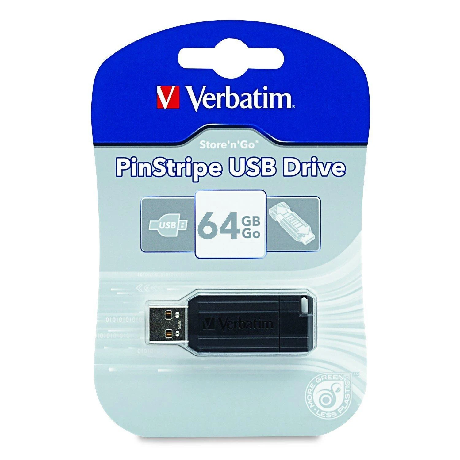 Verbatim PinStripe USB atmintukas 64 GB USB A tipo 2.0 Juoda
