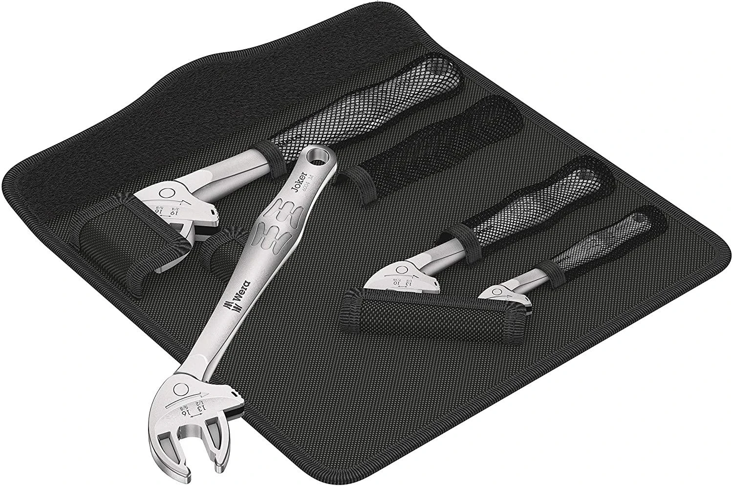 Terkšlinių savaime užsifiksuojančių raktų komplektas 4vnt (XS/S/M/L) Wera Joker 6004, Set 1, 7-19mm.