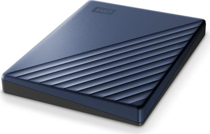 Kietasis diskas Western Digital „My Passport Ultra 2TB“ Mėlyna USB-C/USB3.0 HDD 2,5 colio metalinės apdailos RTL nešiojamas išorinis diskas