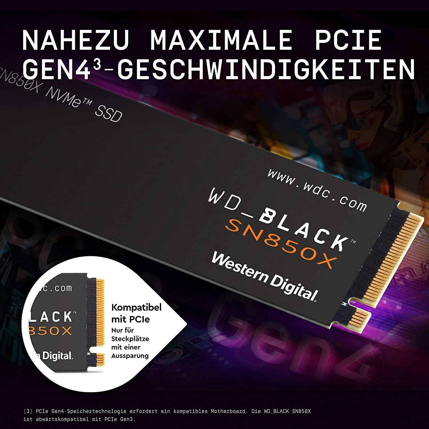 Western Digital WD Juodas 4TB SN850X NVMe SSD diskas, itin greitas, PCIe Gen4 x4, M.2, vidinis, su „SANDISK“ procesoriumi