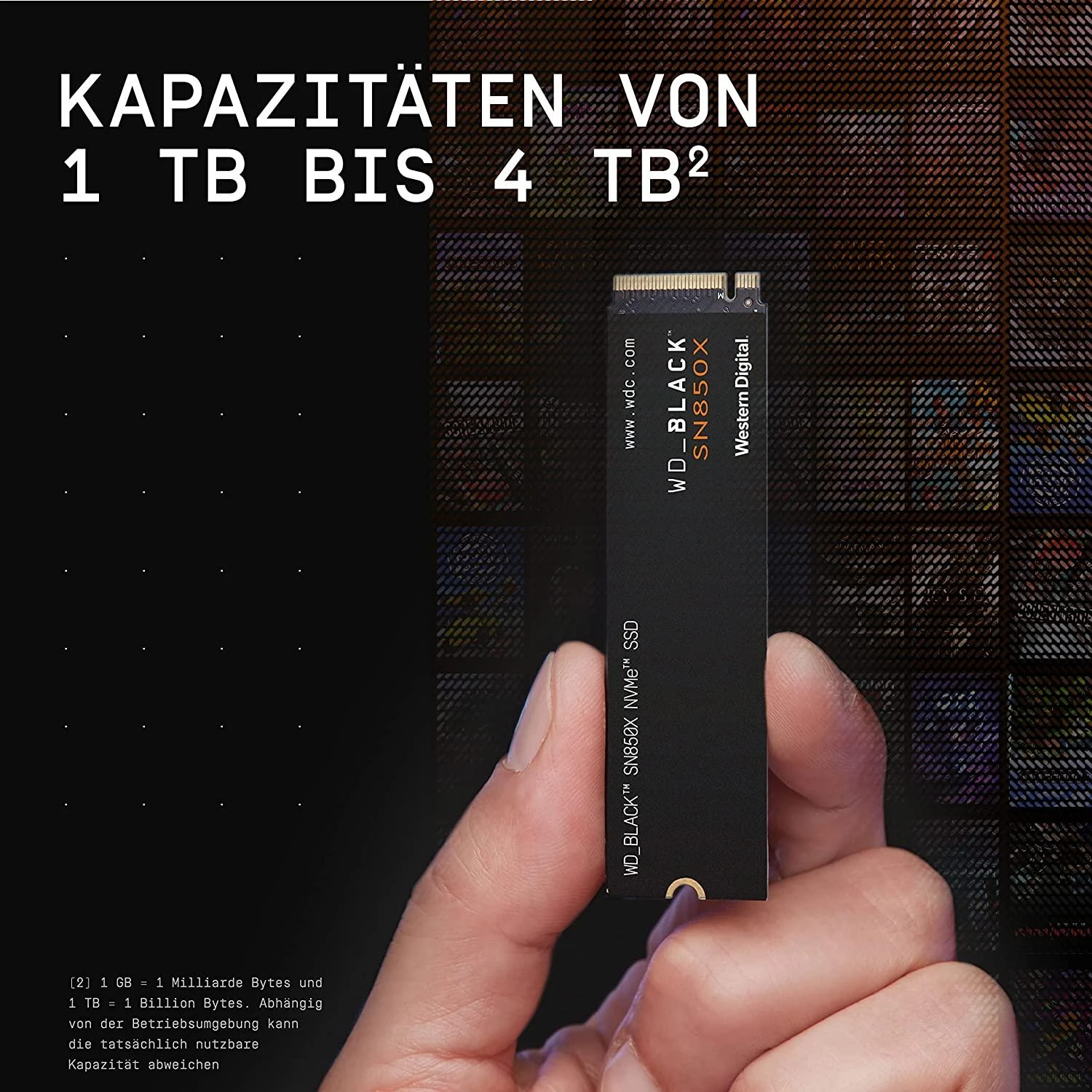 Western Digital WD Juodas 4TB SN850X NVMe SSD diskas, itin greitas, PCIe Gen4 x4, M.2, vidinis, su „SANDISK“ procesoriumi