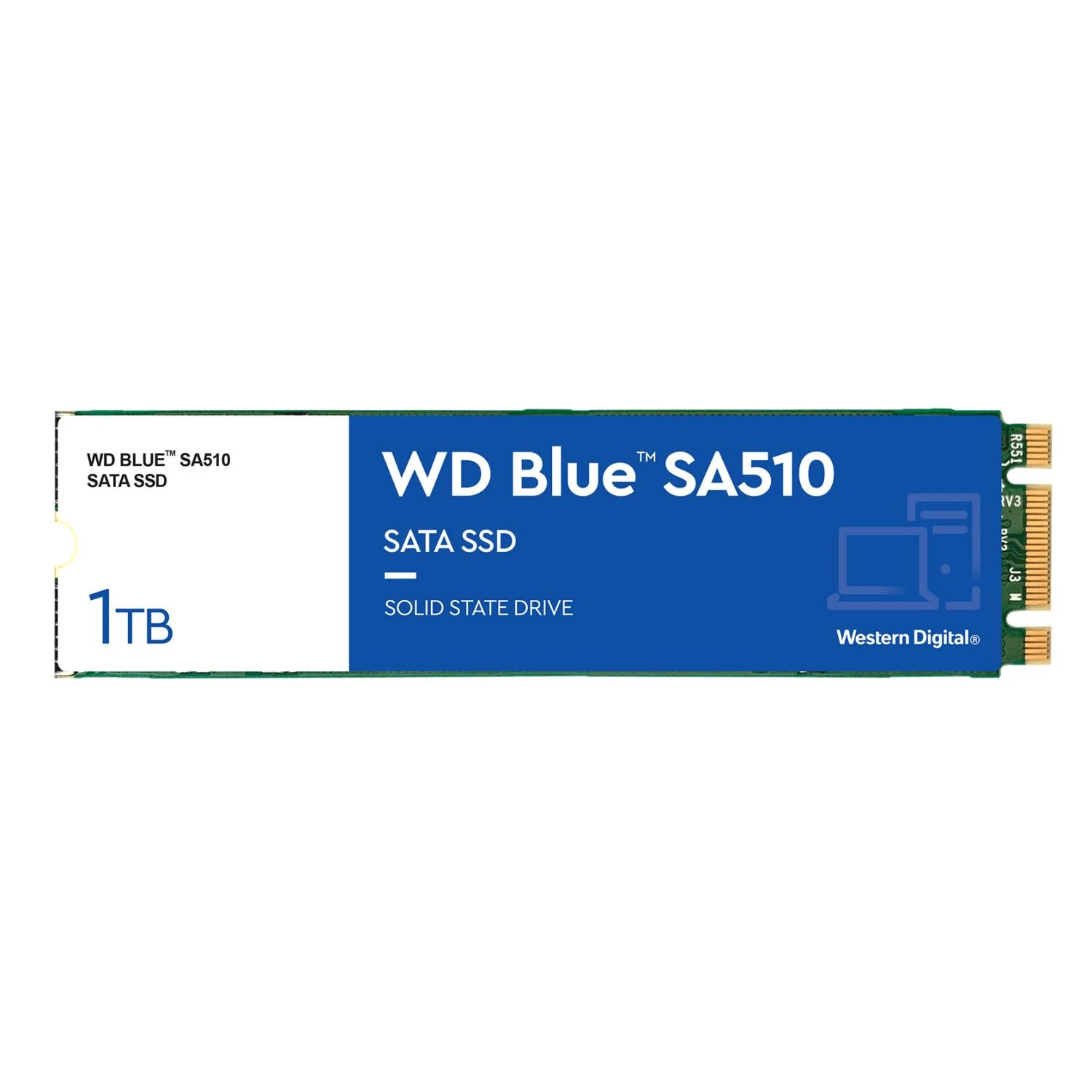 WD Mėlyna SA510 SSD 1 TB M.2 2280 SATA III 6 Gb/s vidinis, vienos pakuotės, maitinamas „SANDISK“