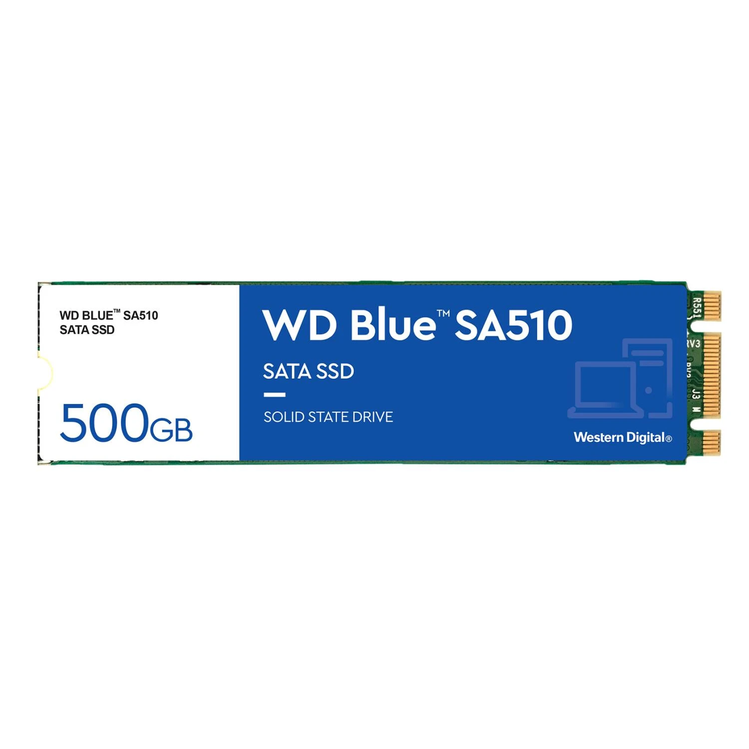 WD Mėlyna SA510 SSD 500GB M.2 2280 SATA III 6Gb/s vidinis, vienos pakuotės, maitinamas „SANDISK“