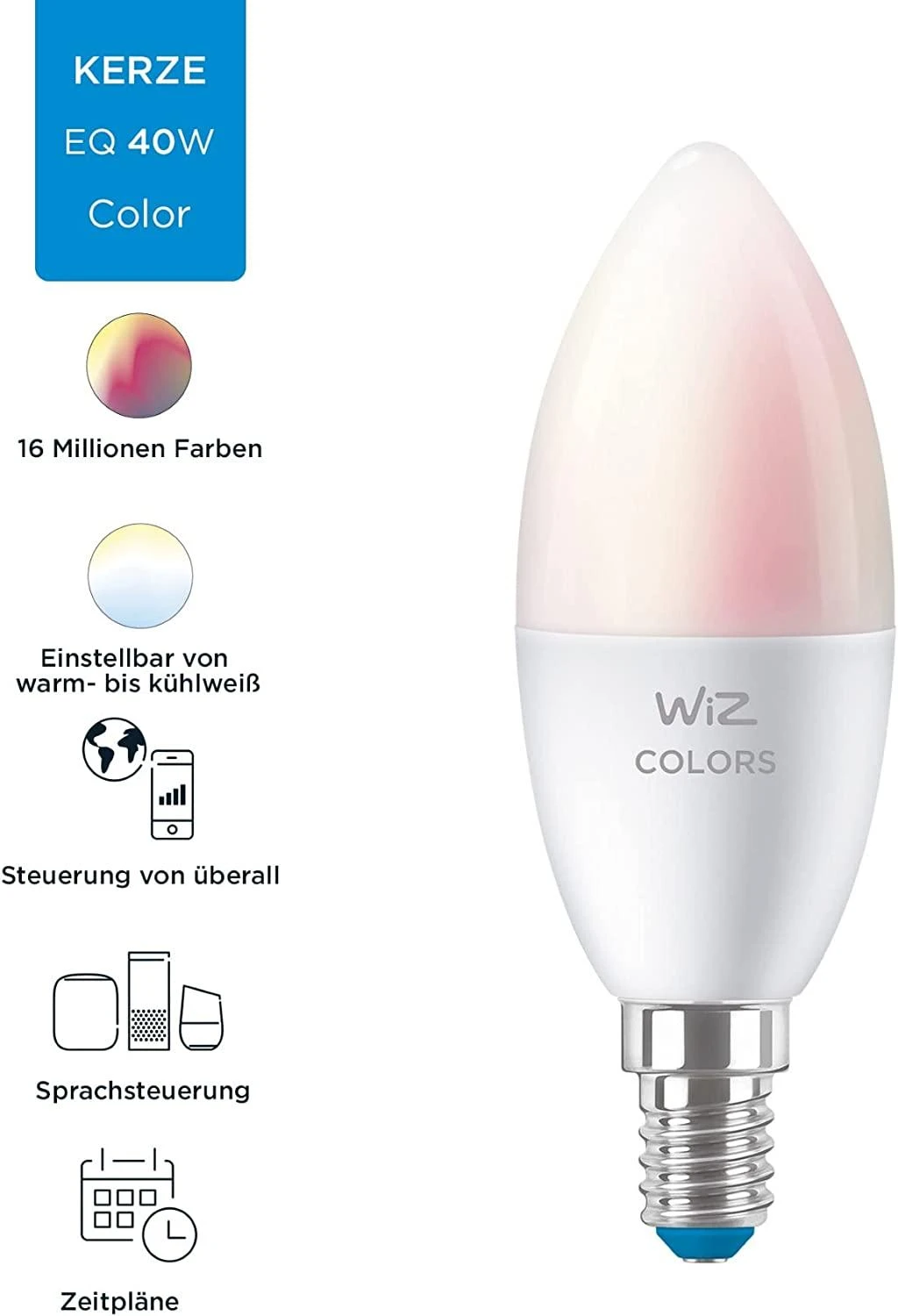 WIZ WI-FI BLE 40W C37 E14 922-65 RGB 1PF/6