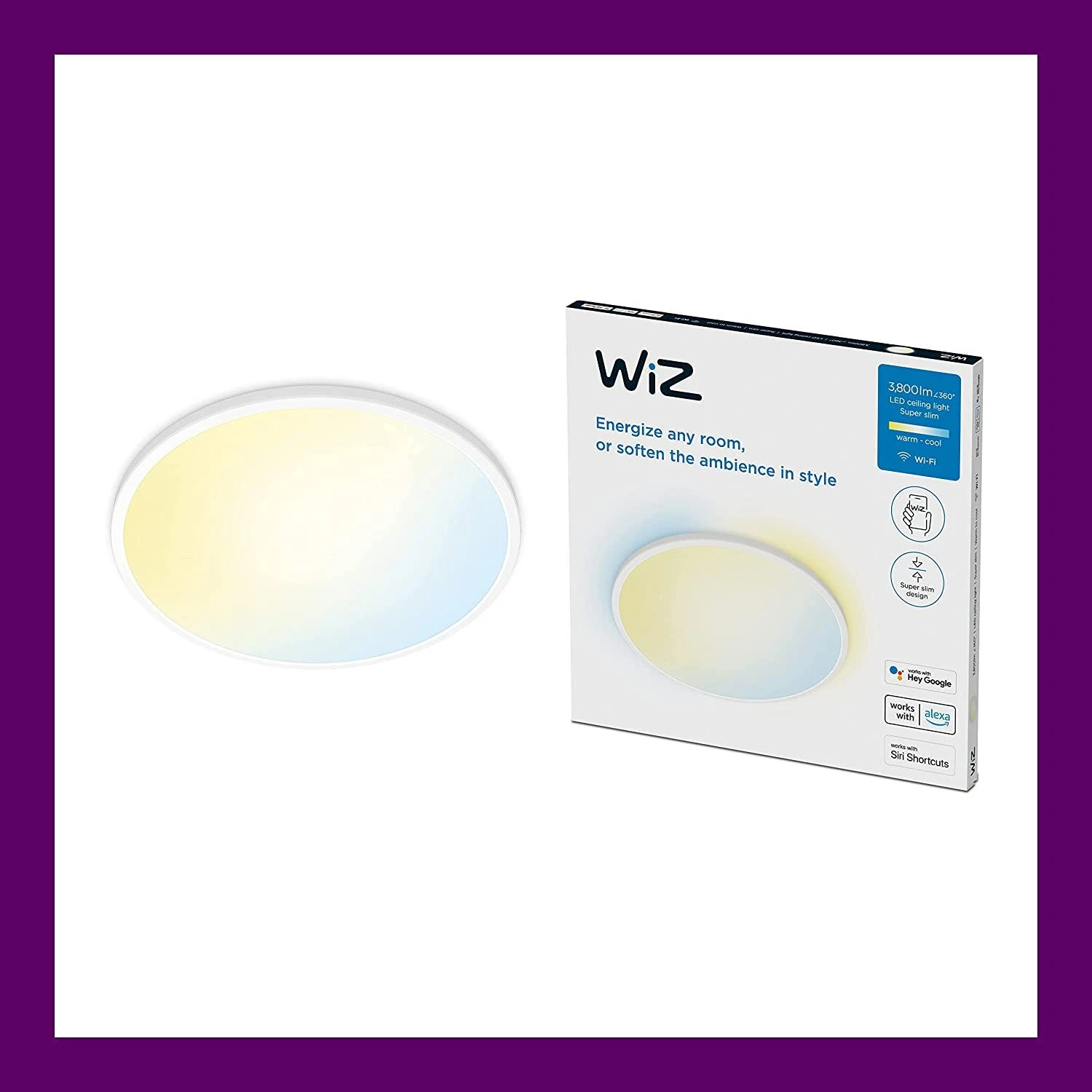 Lubinis šviestuvas SUPERSLIM WIZ CEILING 36W W RD 27-65K TW