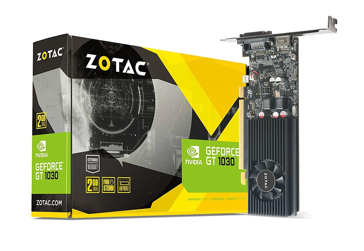 Vaizdo plokštė Žemo profilio ZOTAC GeForce GT 1030, 2 GB GDDR5, ATX/LP, DVI-D, HDMI 2.0b
