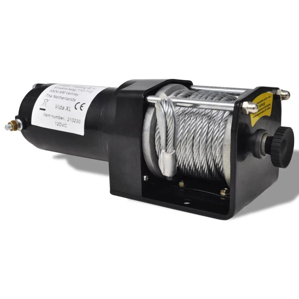 12 V Elektrinė gervė, 1 360 kg, su montavimo plokšte ir lūpa