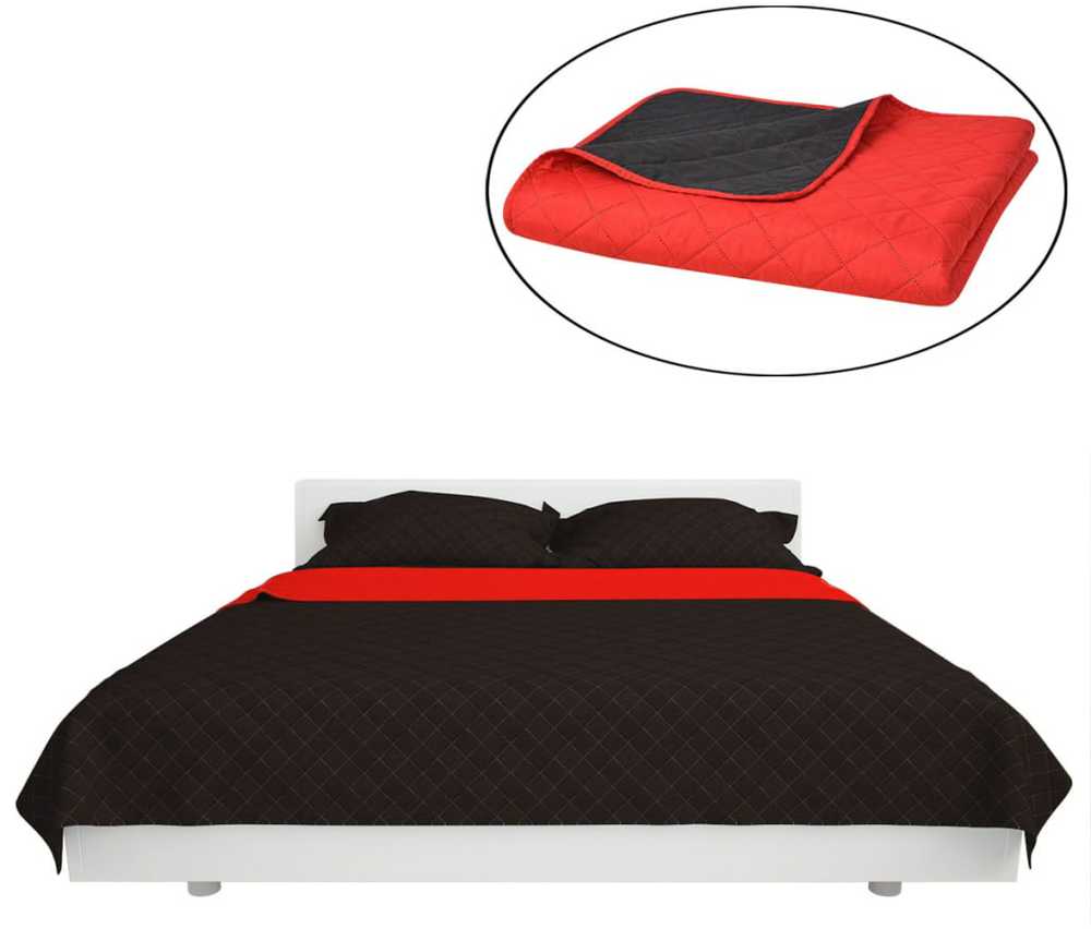 131553 Double-sided Quilted Bedspread Raudona and Juodas 220x240 cm