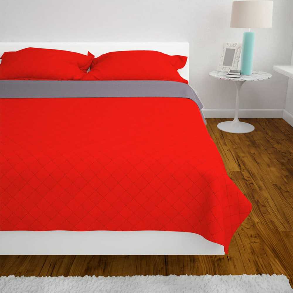 131555 Double-sided Quilted Bedspread Raudona and Pilkas 170x210 cm
