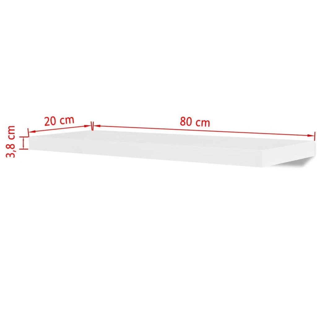 Pakabinamos sieninės eksponavimo lentynos, 2vnt., baltos spalvos, MDF