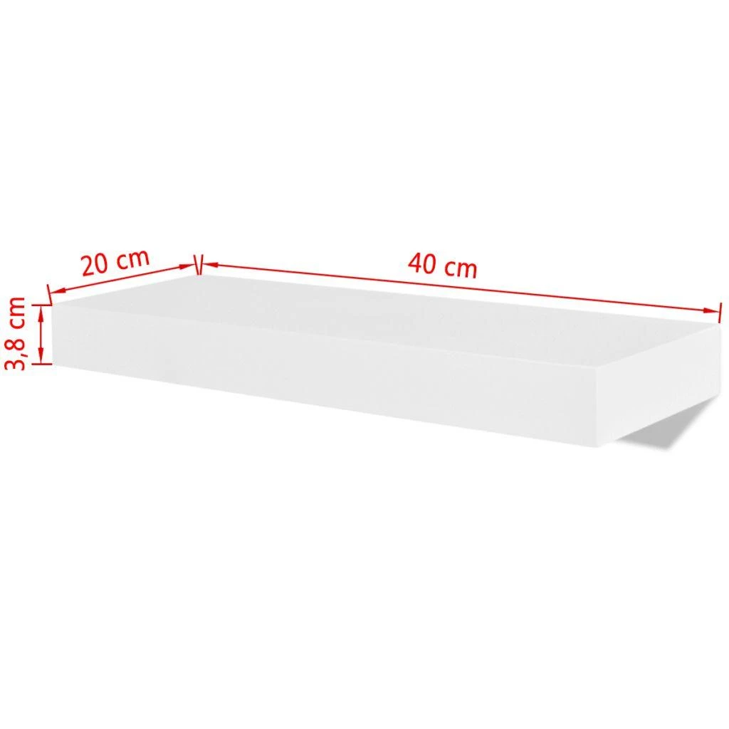 Pakabinamos sieninės eksponavimo lentynos, 2vnt., baltos spalvos, MDF