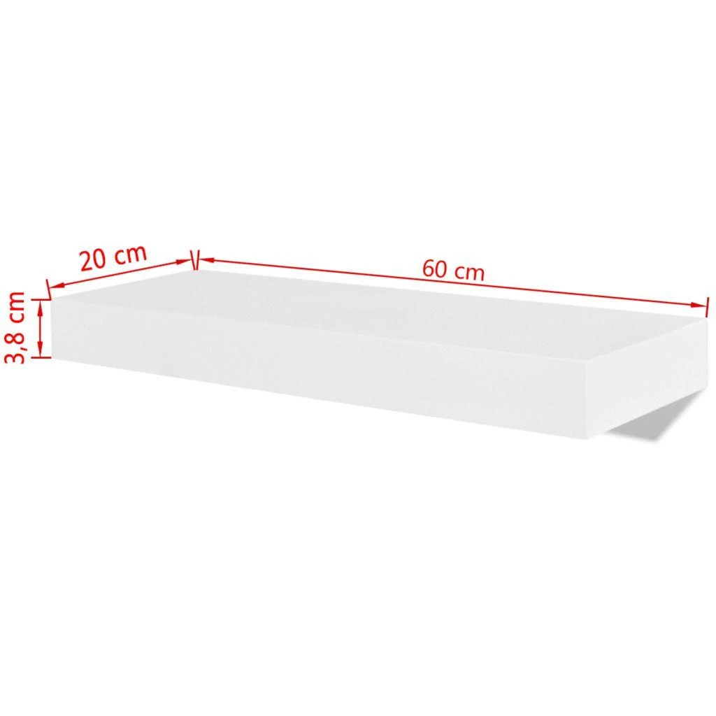 Pakabinamos sieninės eksponavimo lentynos, 2vnt., baltos spalvos, MDF