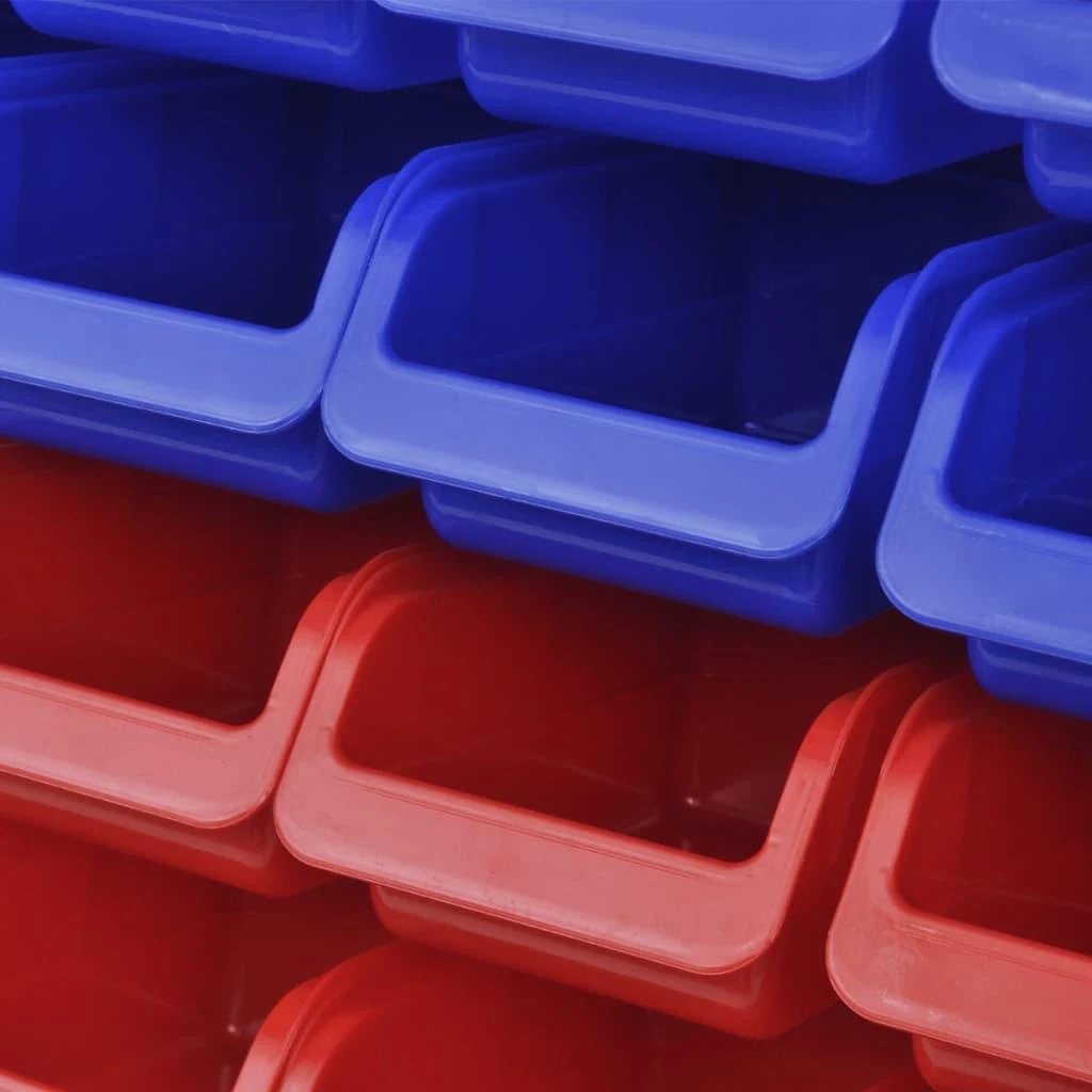 2 Įrankių Sienelės su Plastikinėmis Dėžutėmis, Mėlyna ir Raudona