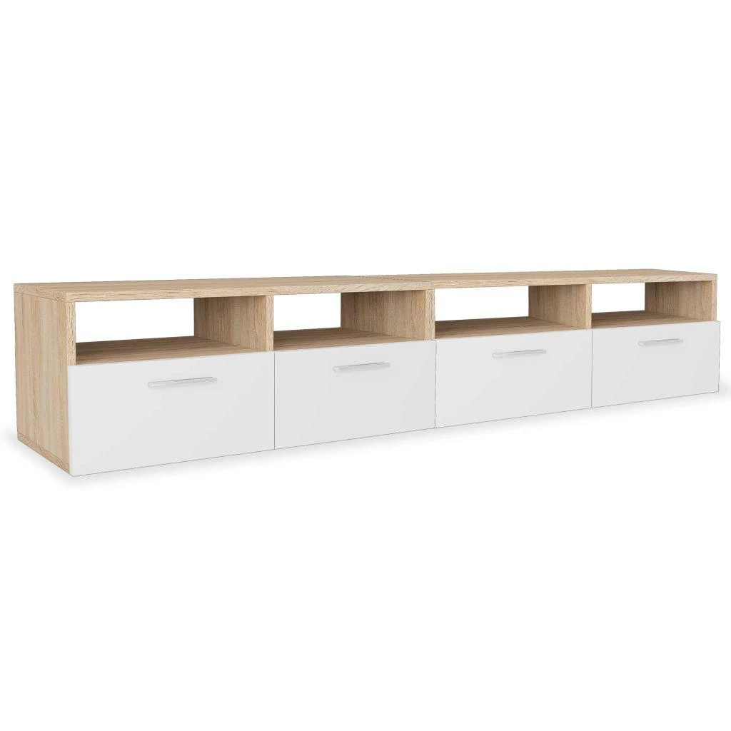TV staliukas TV spintelės, 2vnt., ąžuolo/baltos, 95x35x36cm, mediena
