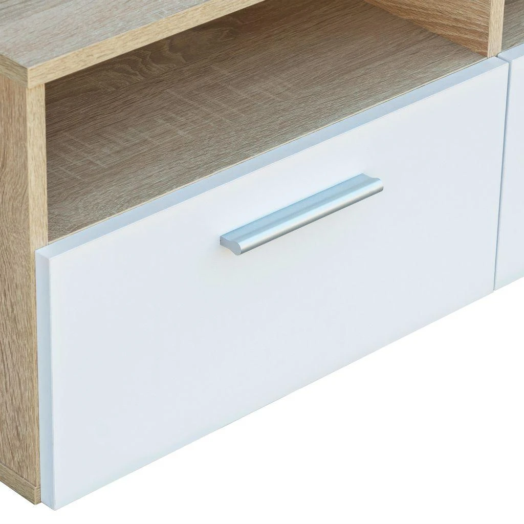 TV staliukas TV spintelės, 2vnt., ąžuolo/baltos, 95x35x36cm, mediena