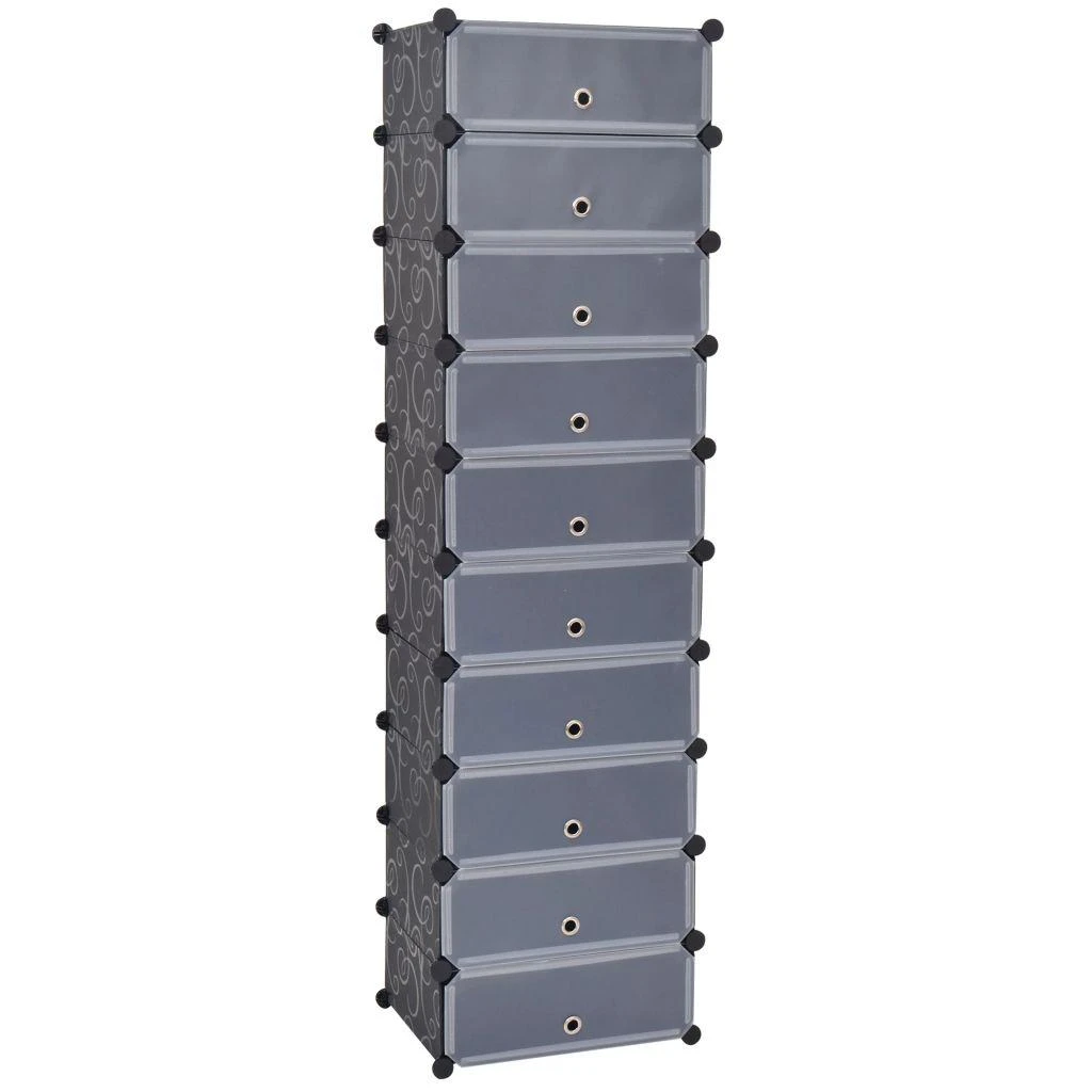 244919 Spintelė batams su 10 skyrių, juoda