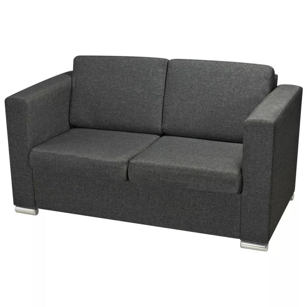 Sofa 3 sofų komplektas, audinys, tamsiai pilkos