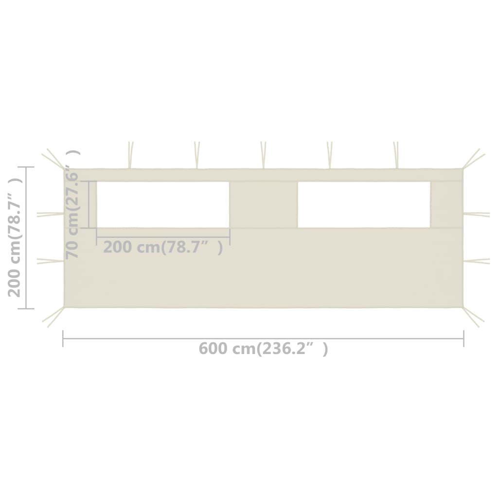 3070413 gazebo sidewall with windows 6x2 m cream (315302)