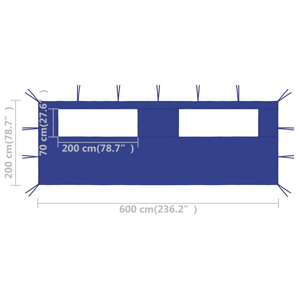3070414 gazebo sidewall with windows 6x2 m mėlynas (315303)