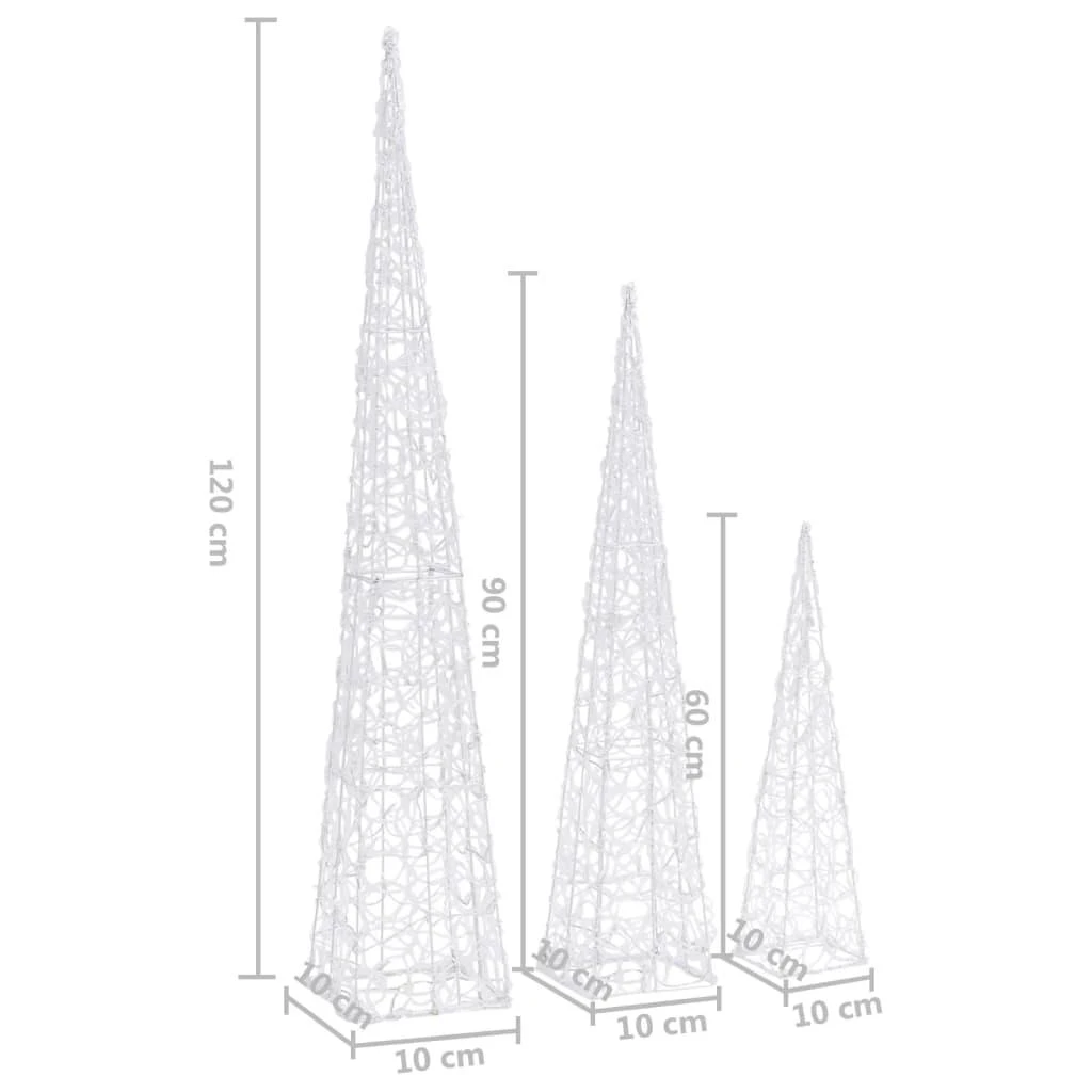 Akrilinė LED dekoracija kūgiai, mėlynos spalvos, 60/90/120cm